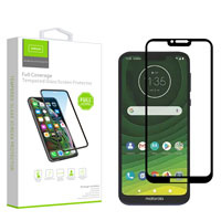 Motorola Moto G7 Power / G7 Supra - Airium Full Coverage Tempered Glass Screen Protector - Black / Clear