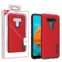 LG K51 / Reflect - MyBat Fusion Textured Dots Hybrid Cover - Red / Black