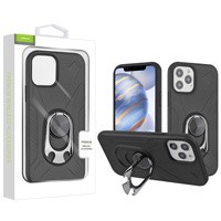 Airium Hybrid Protector Case (with Ring Holder Kickstand Bottle) for Apple iPhone 12 (6.1) / iPhone 12 Pro (6.1) - Black / Black