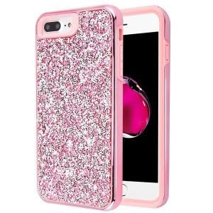 MyBat Encrusted Rhinestones Hybrid Case for Apple iPhone 8 Plus/7 Plus / iPhone 6s Plus/6 Plus - Electroplated Pink / Pink