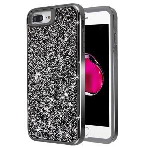 MyBat Encrusted Rhinestones Hybrid Case for Apple iPhone 8 Plus/7 Plus / iPhone 6s Plus/6 Plus - Electroplated Gun Metal / Iron Gray
