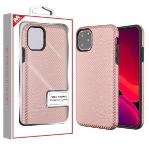 MyBat Fuse Hybrid Protector Cover for Apple iPhone 11 Pro Max - Rose Gold Carbon Fiber Texture / Black